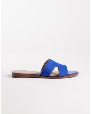 SEQWL Sandalias Azules Planas De Antelina Storke De