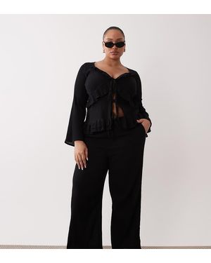 Esmee Curve Tie Front Beach Trouser - Black