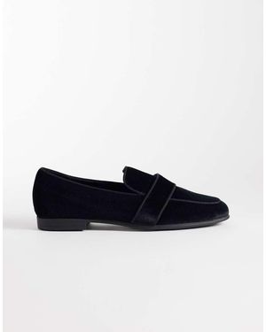 ASOS Smalle Loafers Van Fluweel Met Textuur - Blauw