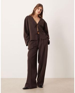 ASOS Co-ord Interlock Wide Leg Trouser - Brown