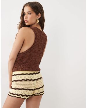 Miss Selfridge Crochet Knitted Short Co-Ord - Multicolor