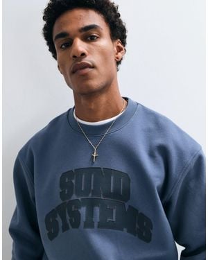 ASOS Relaxed Sweatshirt With Collegiate Front Print - Blue