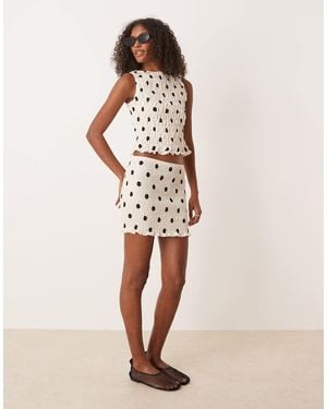 ASOS Linen Blend Shirred Mini Skirt - Natural