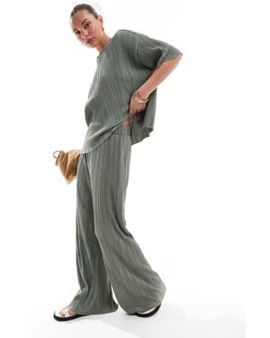 ONLY Plisse Wide Leg Pants Co-Ord - Green