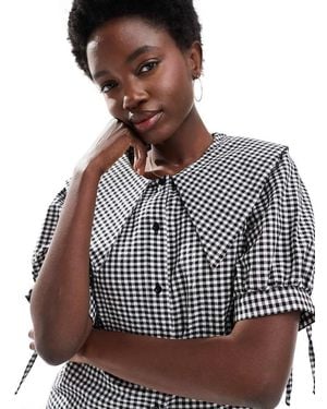 New Look Gingham Collared Shirt - Grey