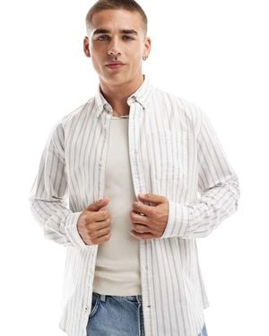 Jack & Jones Shirt With Beige Stripe - White