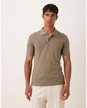 Mango – kurzärmliges relaxed-fit-polohemd - Braun