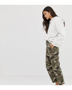 Stradivarius Str Straight Fit Cargo Pant In Camo - Green