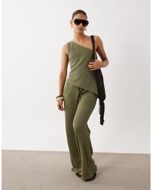ASOS Textured Wide Leg Crochet Trouser Co-ord - Green