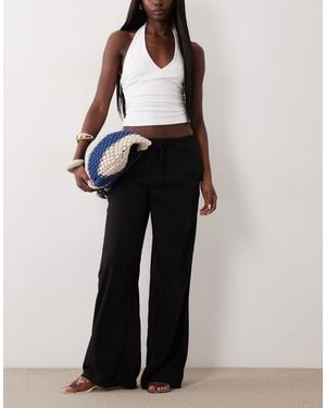 Mango Teen Linen Mix Tie Waist Straight Trouser - Black