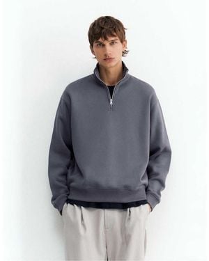 Pull&Bear Quarter-zip Sweatshirt - Blue