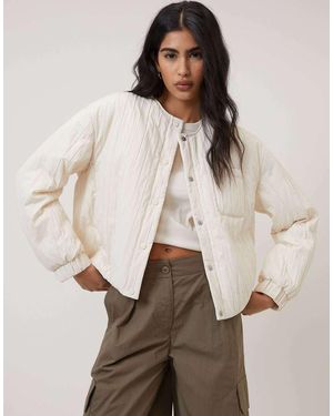 Nobody's Child Cream Quilted Bomber Jacket - Natural