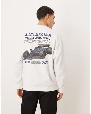 ASOS T-Shirt Girocollo Comoda Bianca Con Stampa Williams Racing - Neutro