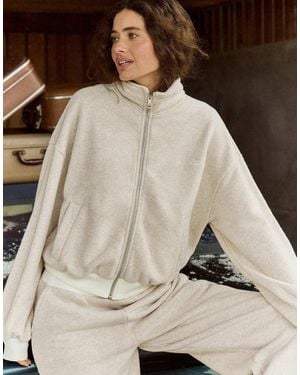 4th & Reckless Cotton Rich Funnel Neck Zip Through Sweatshirt Co-ord - Natural