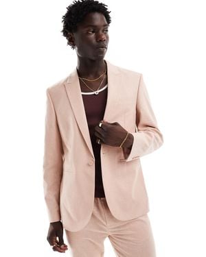 ASOS Slim Linen Look Suit Jacket - Pink