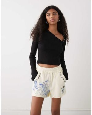 Ed Hardy Fighting Eagle Eyelet Sweat Shorts - Black