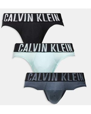 Calvin Klein Pack De 3 Calzoncillos Slip De Color Negro, Verde Menta Y Gris De Algodón Intense Power De