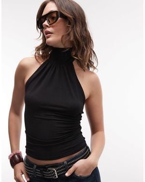 Weekday Halterneck Top With Open Back - Black