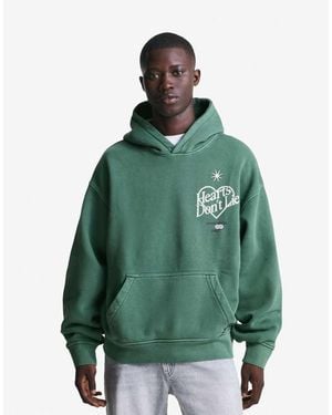 Bershka Felpa Grigio Slavato Con Stampa Effetto Sbiadito - Verde