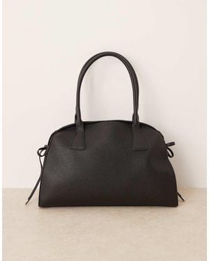 Gina Tricot Medium Relaxed Pu Leather Tote Bag - Black