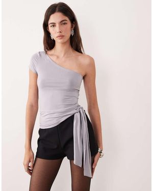 Motel Gryfina Knot One Shoulder Top - Purple
