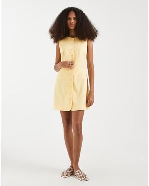 Vero Moda Sleeveless Tailored Button Front Mini Dress - Natural