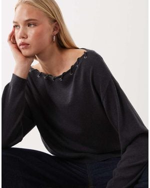 Mango Teen Maglione Con Spalle Scoperte E Borchie - Nero