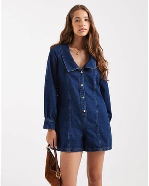 Miss Selfridge Long Sleeve Sailor Playsuit - Blue