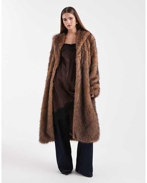 ONLY Faux Fur Maxi Coat - Brown