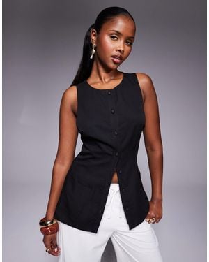 Princess Polly Tailored Longline Tie Back Detail Vest - Blue