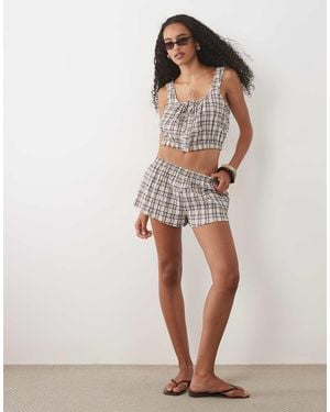 ASOS Geruite Micro Boxershort - Naturel