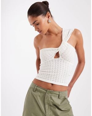 JJXX One Shoulder Crochet Style Top - White