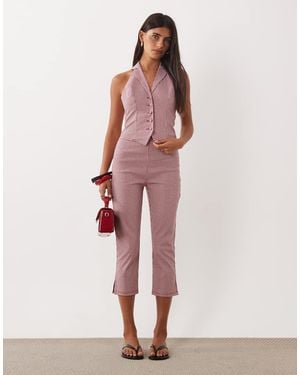 Miss Selfridge Conjunto De Corte Sastre Capri A Cuadros Vichy Rojos-Sin Color - Rosa