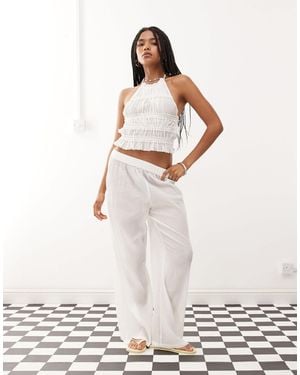 Collusion Textured Wide Leg Co-ord Pants - White
