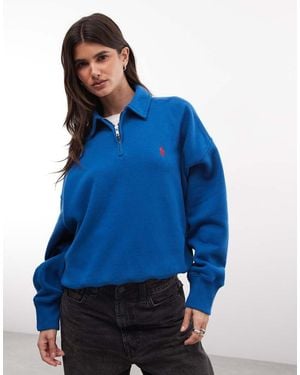 Polo Ralph Lauren Icon Logo 1/4 Zip Sweatshirt - Blue