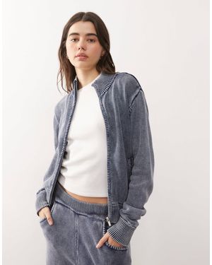 Collusion – waffelstrick-pulloverjacke - Blau