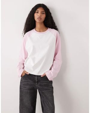 Collusion Circular Design Collection Heavyweight Raglan T-shirt-multi - White