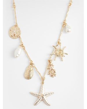 ALDO Collar Dorado Con Charm De Perla Sintética Y Criatura Marina Beachtreasure De - Blanco