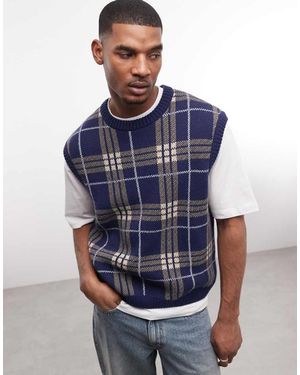 Collusion Oversized Knitted Vest - Blue