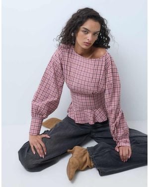 Miss Selfridge Camisa Con Mangas Globo Y Sobrefalda A-Multi - Morado