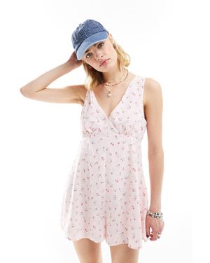 Glamorous V Neck Swing Playsuit - White