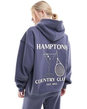 South Beach Hampton Back Graphic Hoodie - Blue