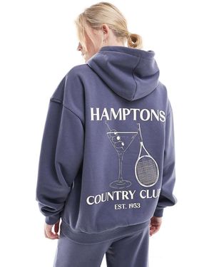 South Beach Hampton Back Graphic Hoodie - Blue
