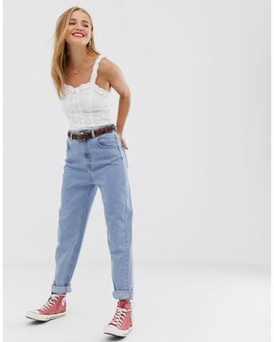 Pull&Bear Elasticated Waist Mom Jean - Blue
