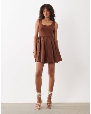 Nobody's Child Colorado Scoop Neck Ruched Skirt Mini Dress - Brown