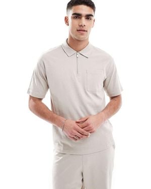 New Look Polo A Maniche Corte Color Pietra - Grigio