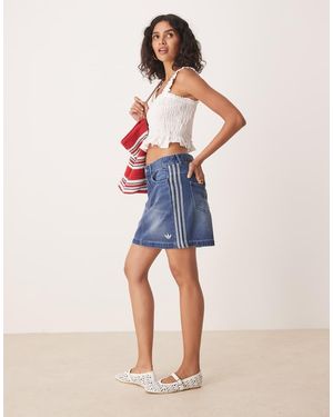 adidas Originals Adicolor 3-Stripes Denim Mini Skirt - Blue