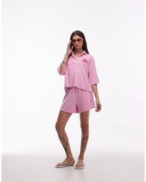 Tommy Hilfiger Resort Logo Towelling Short Co-Ord - Pink