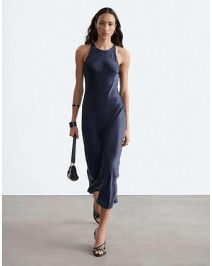 & Other Stories Bias Cut Satin Midi Dress - Blue