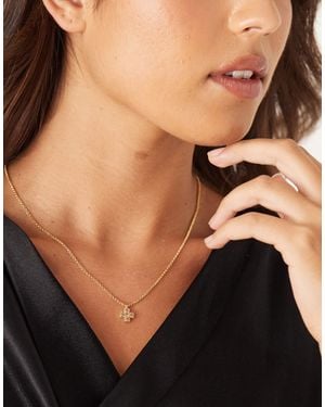 Accessorize – e halskette mit herzförmigem blumen-kleeblattanhänger - Schwarz